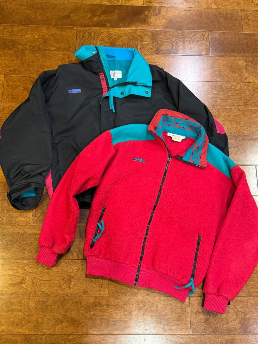 Columbia Bugaboo Size M Black Pink Teal, Vintage 2 Layer Ski Jacket